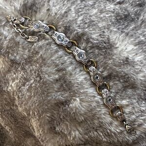 Brighton Silver and Gold Bracelet with Blue Gems